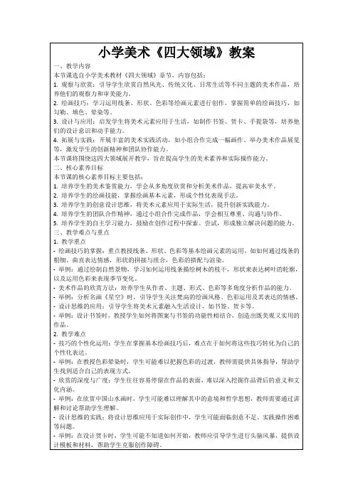 小学美术《四大领域》教案