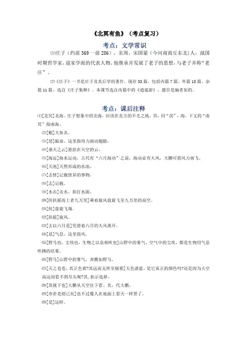 《北冥有鱼》(考点复习)