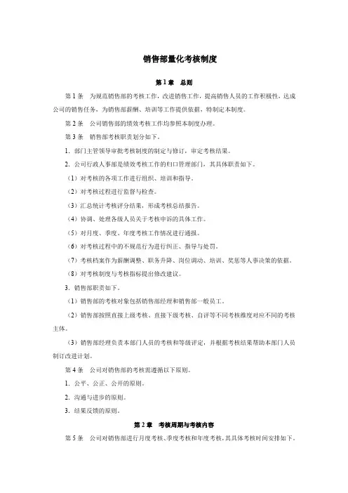 销售部量化考核制度(方案)