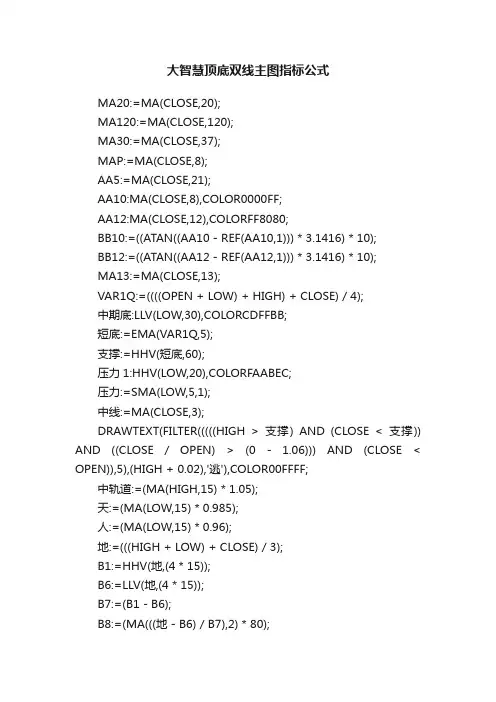 大智慧顶底双线主图指标公式