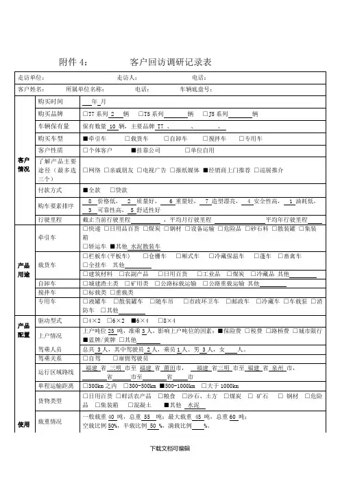 客户走访调研记录表