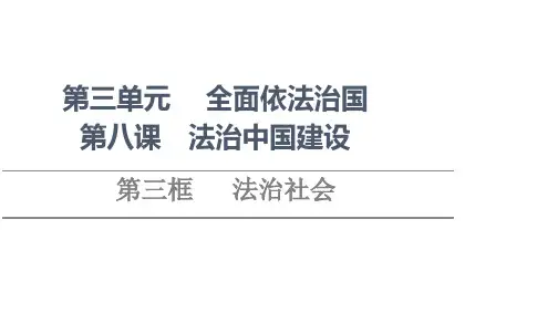 新教材部编版政治必修3课件第3单元第8课第3框法治社会