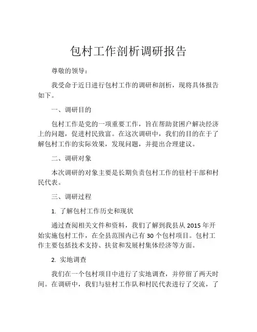包村工作剖析调研报告