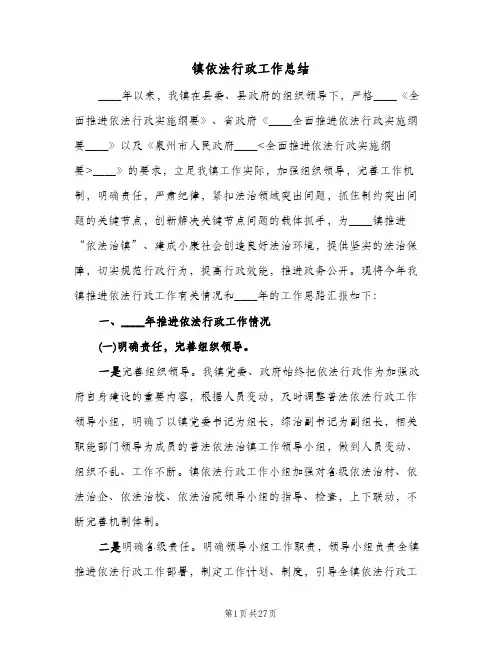 镇依法行政工作总结(五篇)