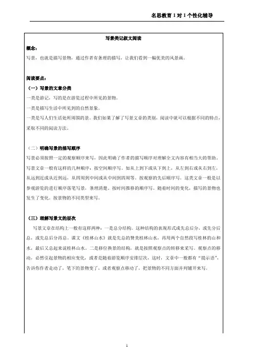 (完整版)小学高年级写景类文章阅读
