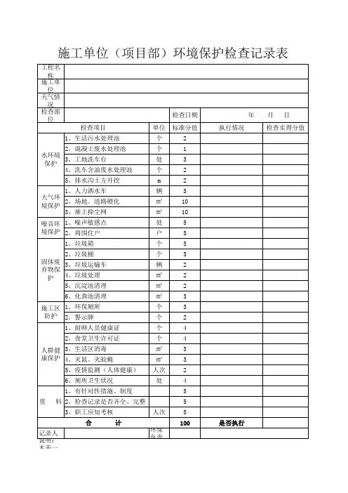 环境保护检查记录表