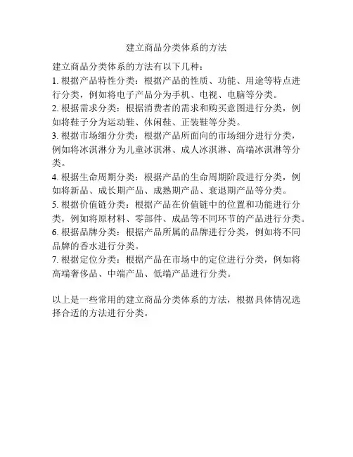 建立商品分类体系的方法