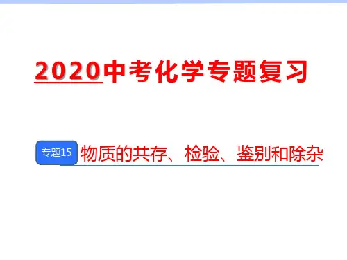 2020年中考化学专题复习：《专题15 物质的共存、检验、鉴别和除杂》复习课件