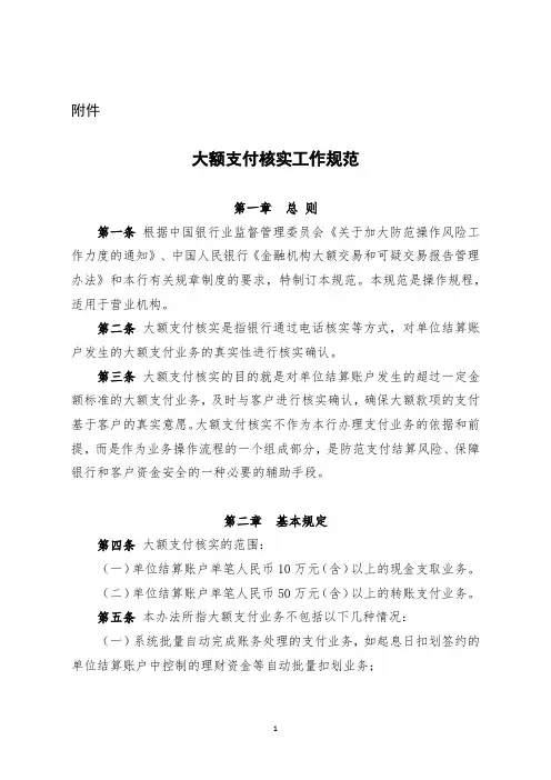 大额支付核实工作规范