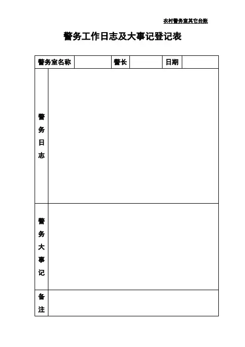 警务室工作日志及大事记登记薄