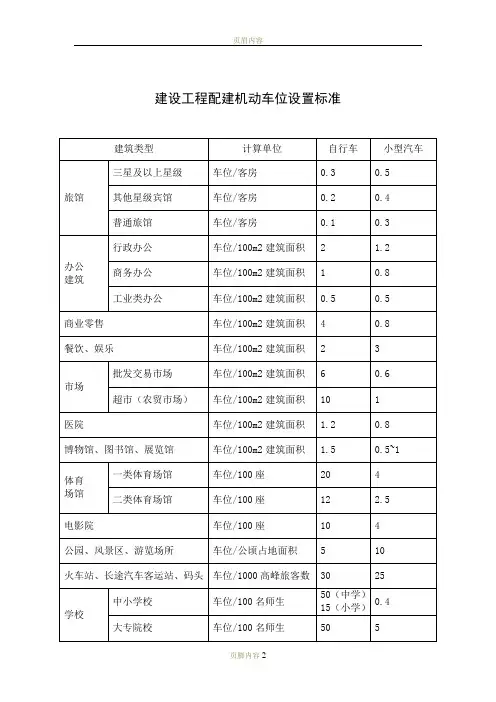 机动车停车位数量计算方式