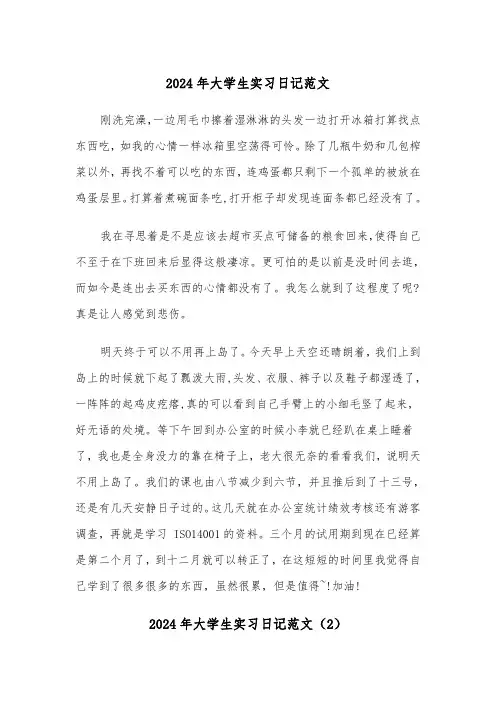 2024年大学生实习日记范文（3篇）