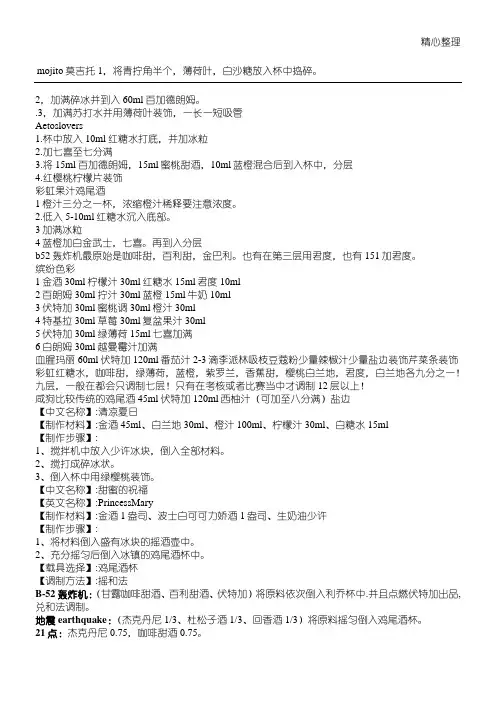 鸡尾酒调酒配方及顺序【图文】