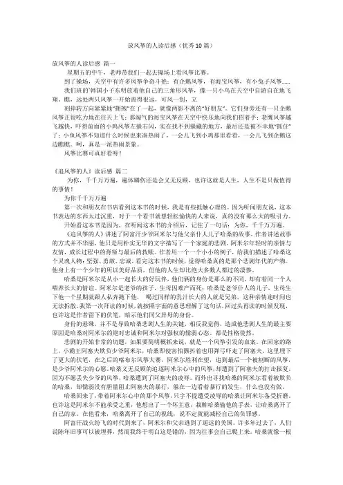 放风筝的人读后感(优秀10篇)