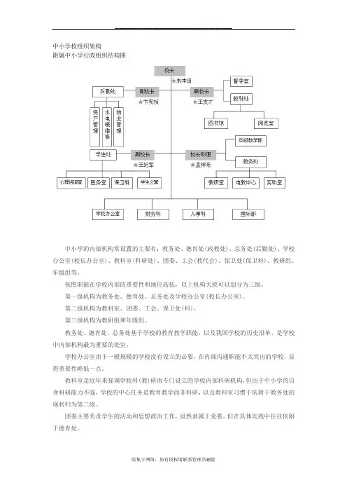 最新中小学校组织架构