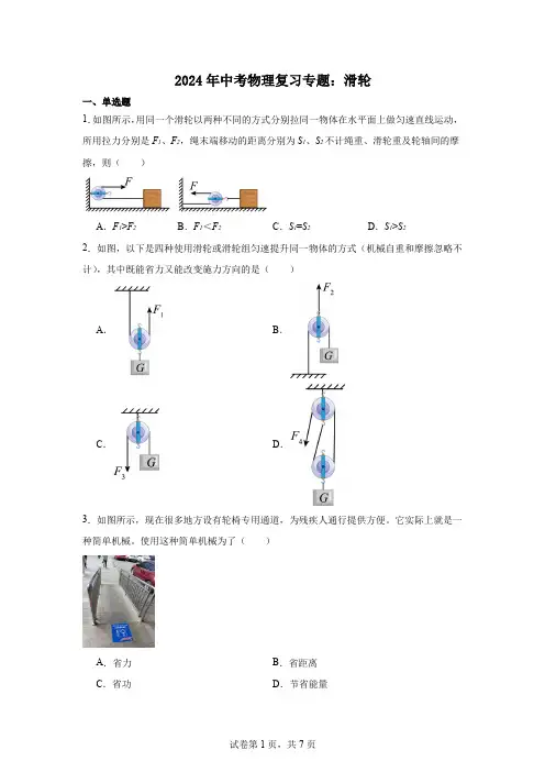 2024年中考物理复习专题：滑轮