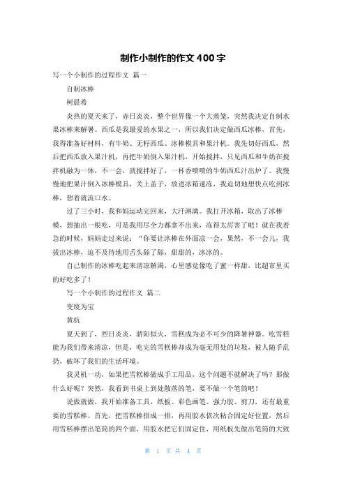 制作小制作的作文400字