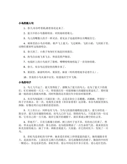 小鸟的拟人句有哪些