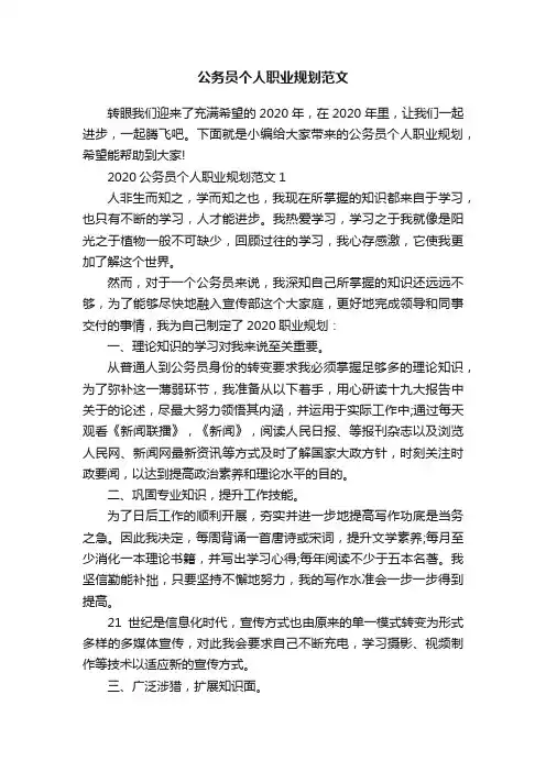 公务员个人职业规划范文