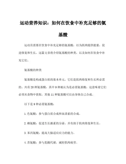 运动营养知识：如何在饮食中补充足够的氨基酸