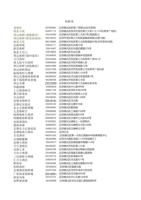 天津塘沽 餐馆新分类