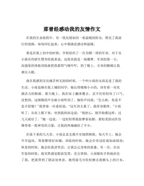 那曾经感动我的友情作文