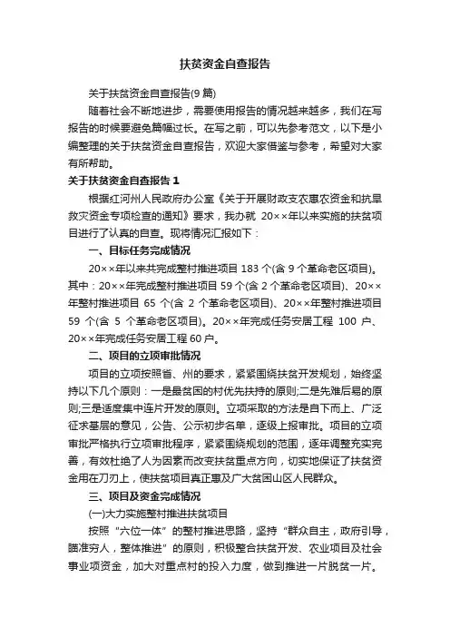 扶贫资金自查报告