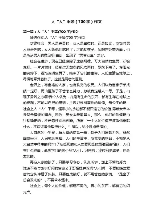 人“人”平等（700字）作文
