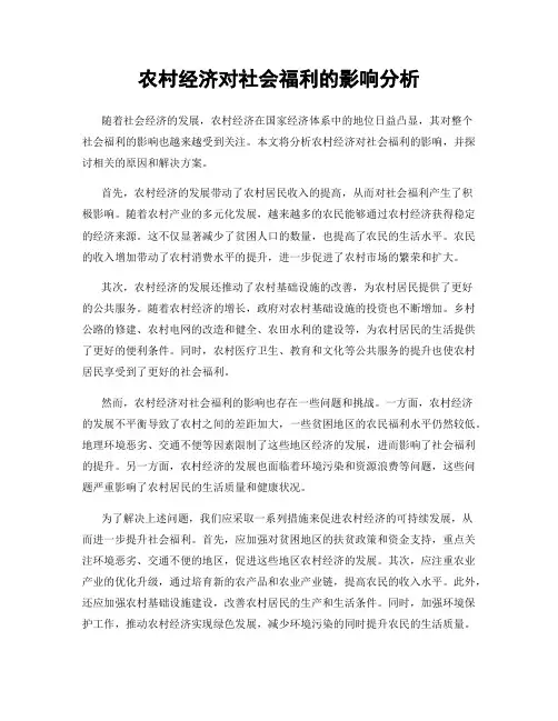 农村经济对社会福利的影响分析