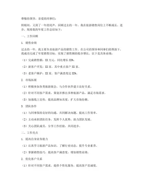 旅游销售年度总结范文