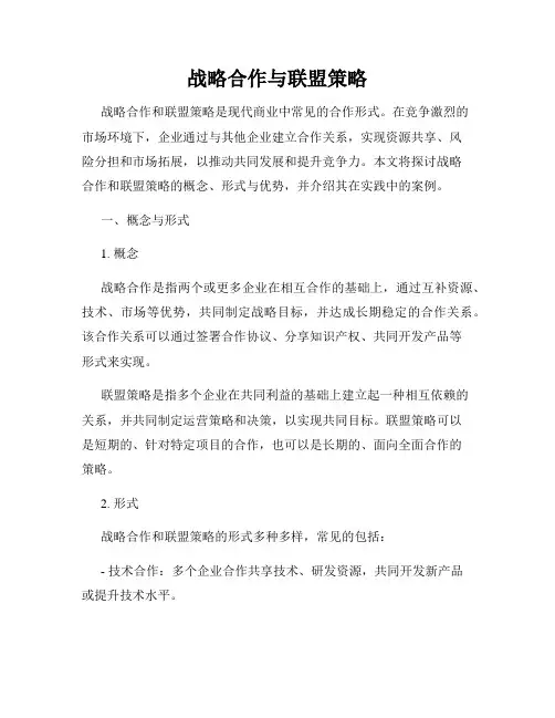 战略合作与联盟策略