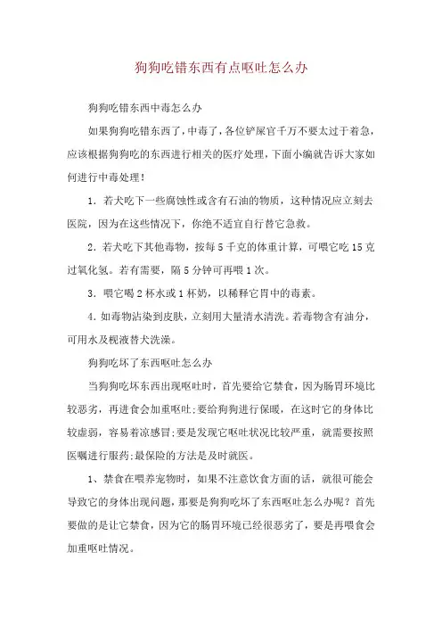 狗狗吃错东西有点呕吐怎么办