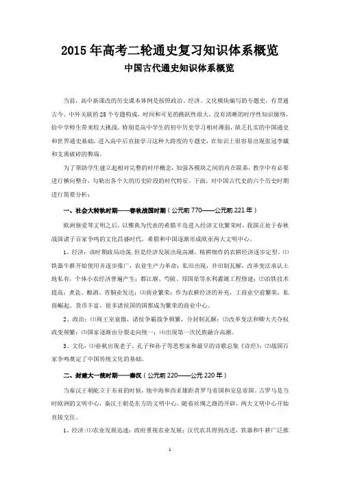 2015年高考二轮通史复习知识体系概览[资料整合]