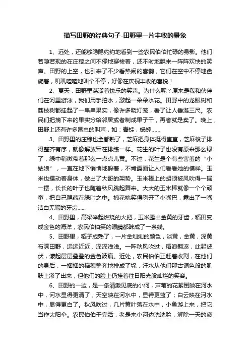 描写田野的经典句子-田野里一片丰收的景象