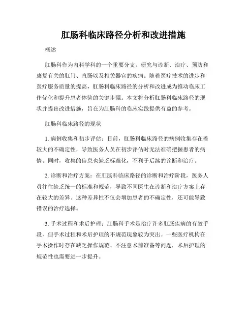 肛肠科临床路径分析和改进措施