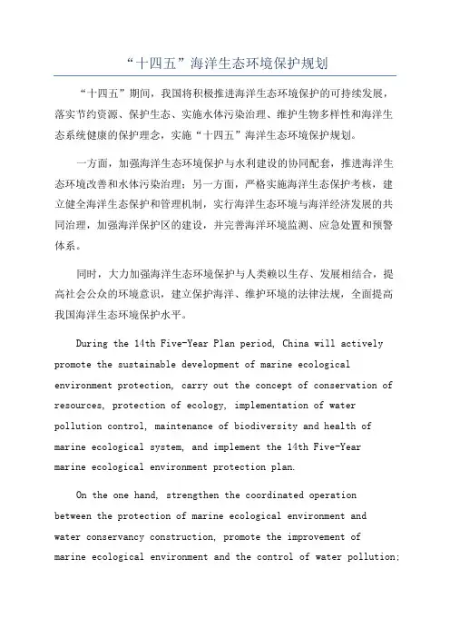 “十四五”海洋生态环境保护规划