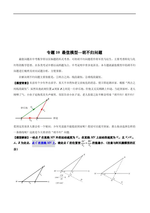 专题10 最值模型-胡不归问题(解析版)