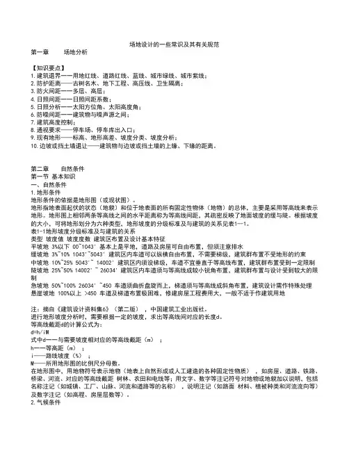 场地设计的知识要点及常用规范