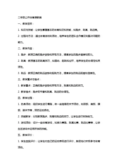 二年级公开体育课教案