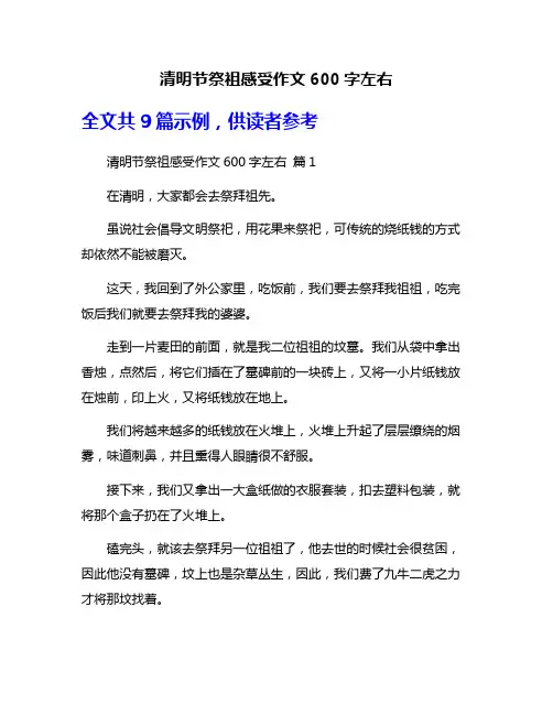 清明节祭祖感受作文600字左右
