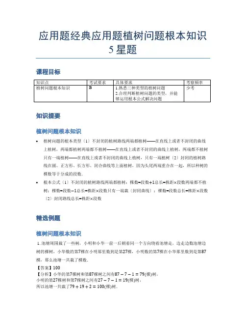 小学数学专项《应用题》经典植树问题基本知识-5星题(含解析)