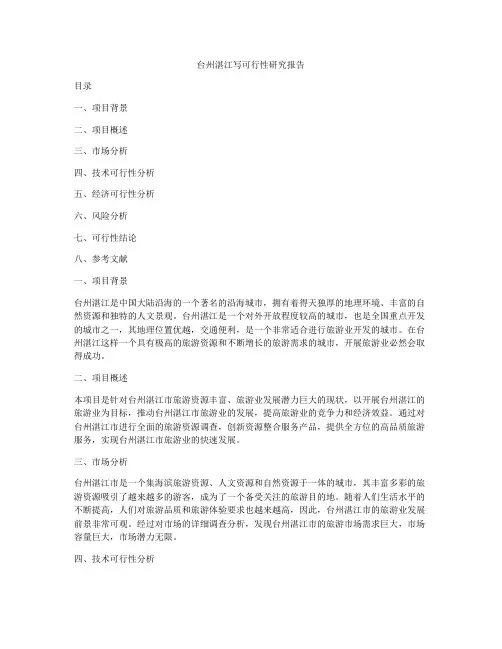 台州湛江写可行性研究报告