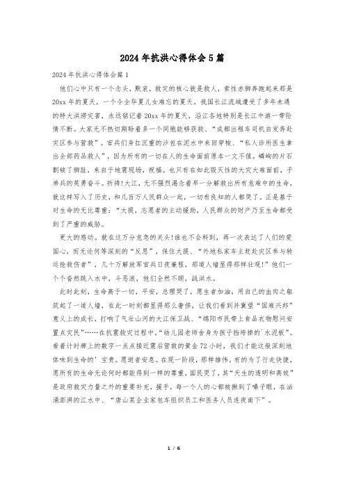 2024年抗洪心得体会5篇