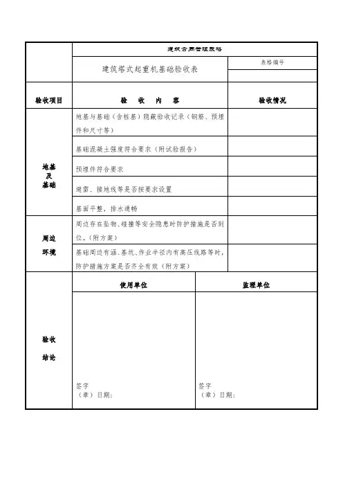 建筑塔式起重机基础验收表