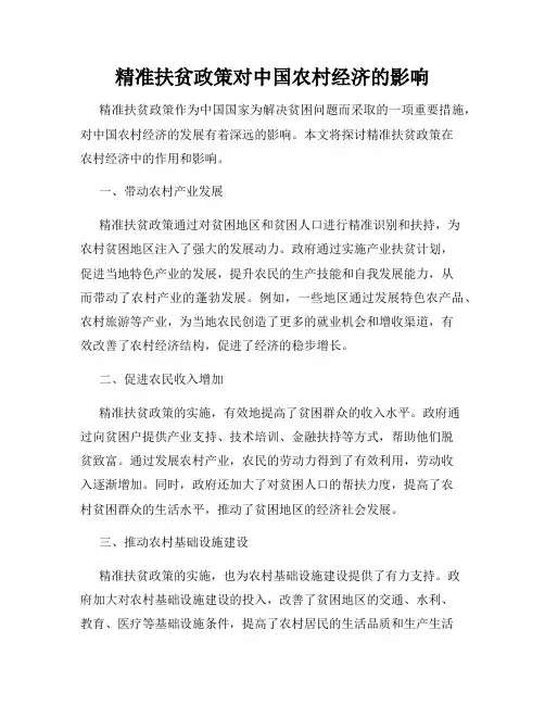 精准扶贫政策对中国农村经济的影响