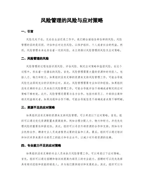 风险管理的风险与应对策略