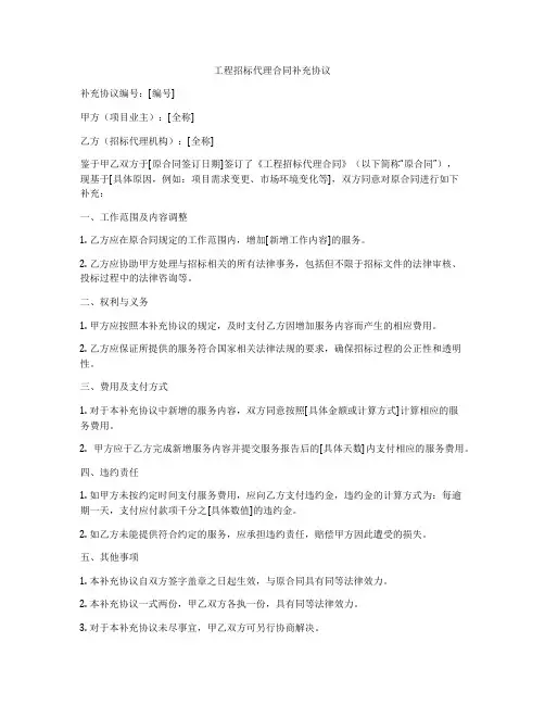 工程招标代理合同补充协议