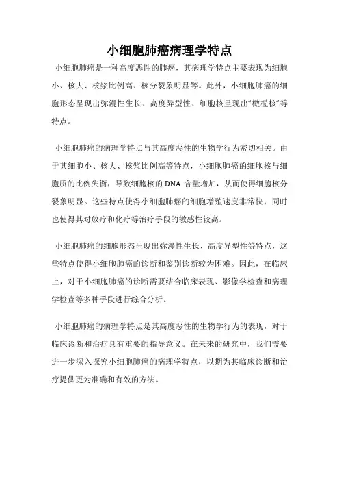 小细胞肺癌病理学特点