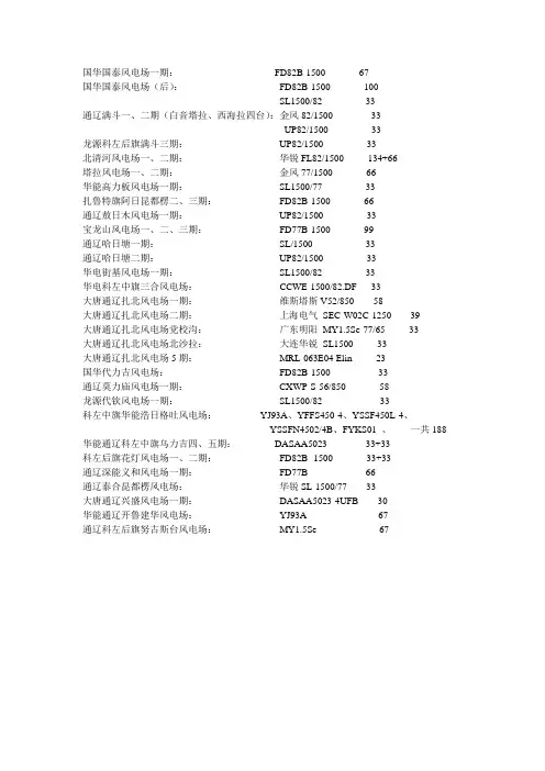 风机型号