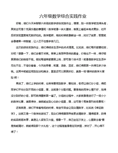 六年级数学综合实践作业
